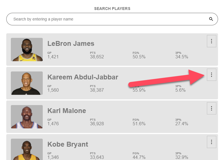 List of NBA players in an Angular application
